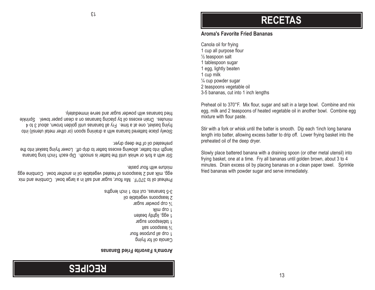 Recipes, Recetas | Aroma ADF-182 User Manual | Page 15 / 16