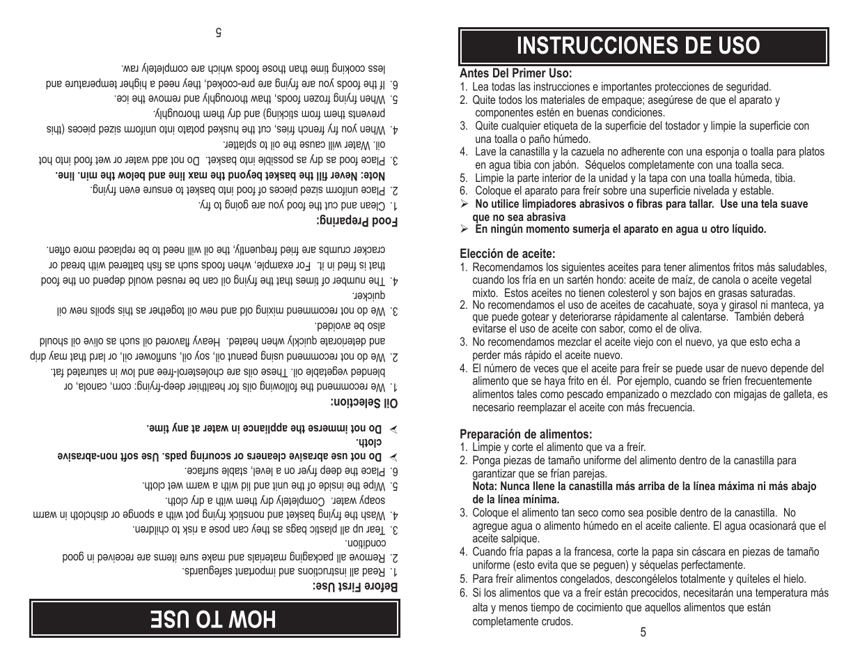 How to use, Instrucciones de uso | Aroma ADF-182 User Manual | Page 7 / 16