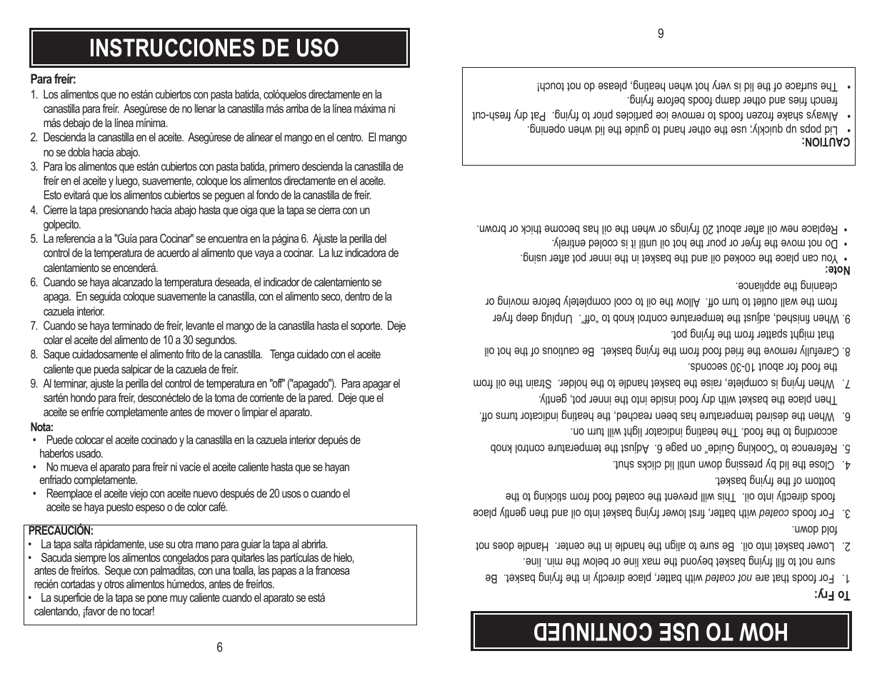 How to use continued, Instrucciones de uso | Aroma ADF-182 User Manual | Page 8 / 16