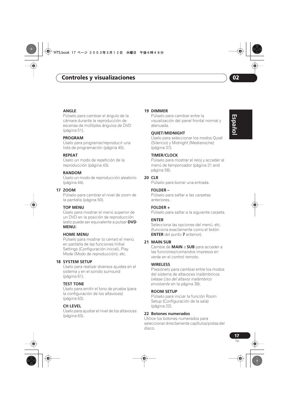 Español italiano français, Nederlands, Español deutsch | Controles y visualizaciones 02 | Pioneer DCS-515 User Manual | Page 17 / 96