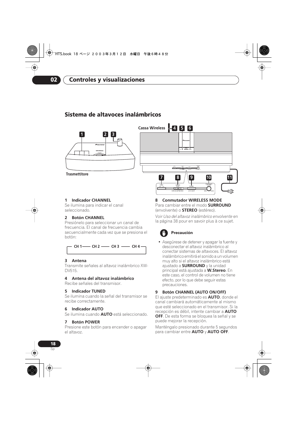 Sistema de altavoces inalámbricos, Controles y visualizaciones 02 | Pioneer DCS-515 User Manual | Page 18 / 96