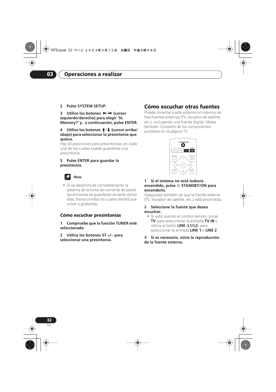 Cómo escuchar presintonías, Cómo escuchar otras fuentes, Operaciones a realizar 03 | Pioneer DCS-515 User Manual | Page 32 / 96