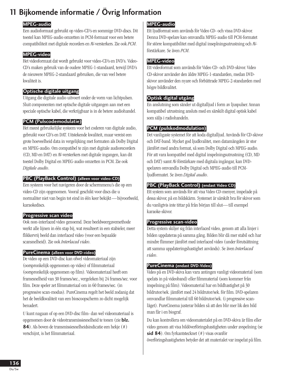 11 bijkomende informatie / övrig information | Pioneer DV-737-K User Manual | Page 136 / 156