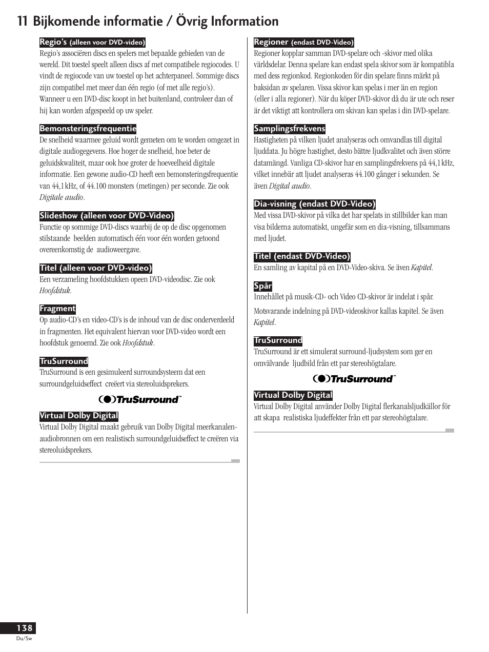 11 bijkomende informatie / övrig information | Pioneer DV-737-K User Manual | Page 138 / 156
