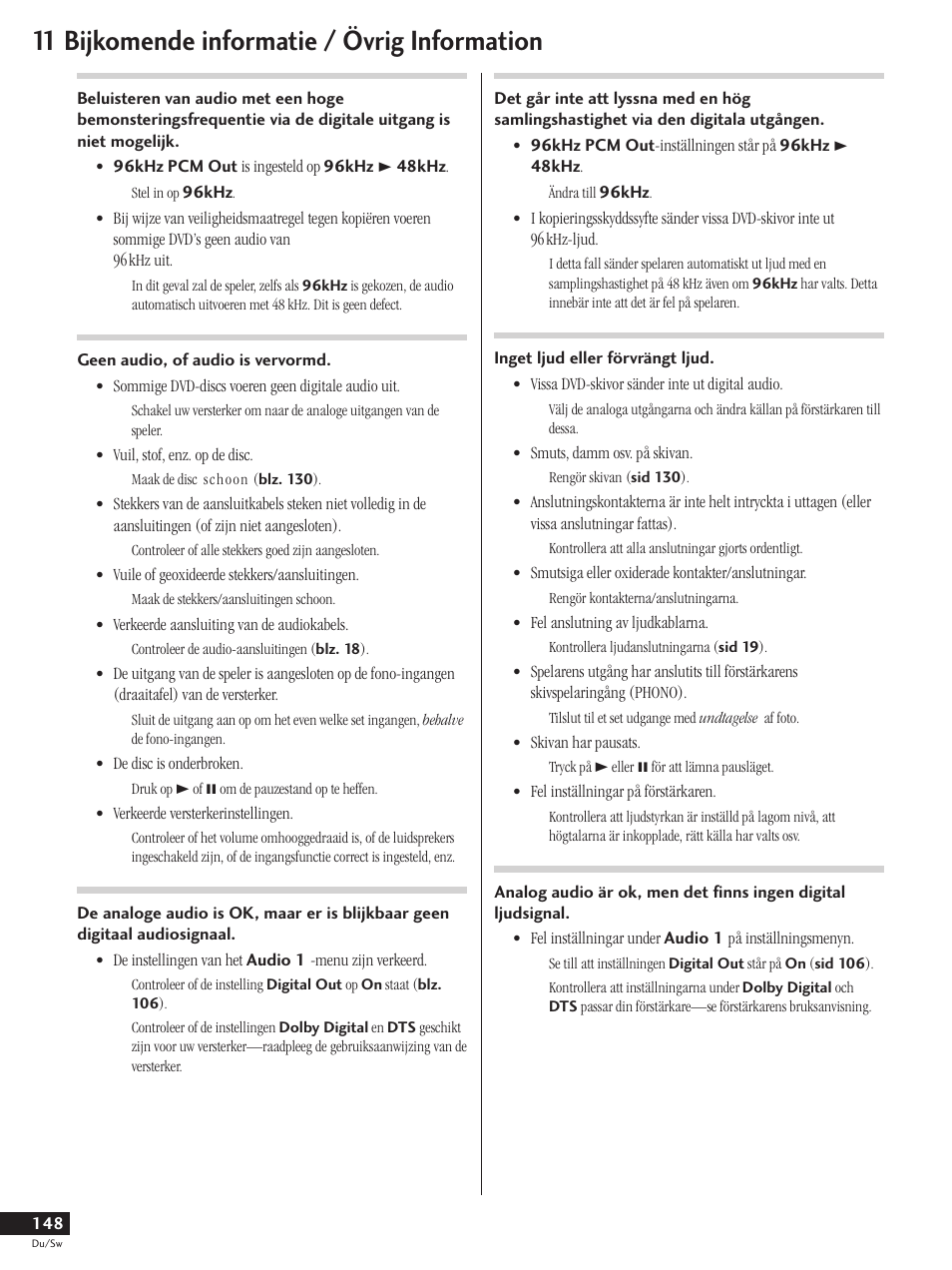 11 bijkomende informatie / övrig information | Pioneer DV-737-K User Manual | Page 148 / 156