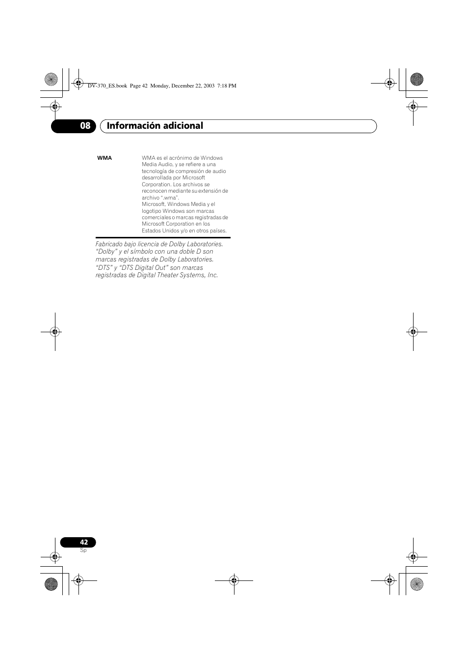 Información adicional 08 | Pioneer DV-370-S User Manual | Page 42 / 86