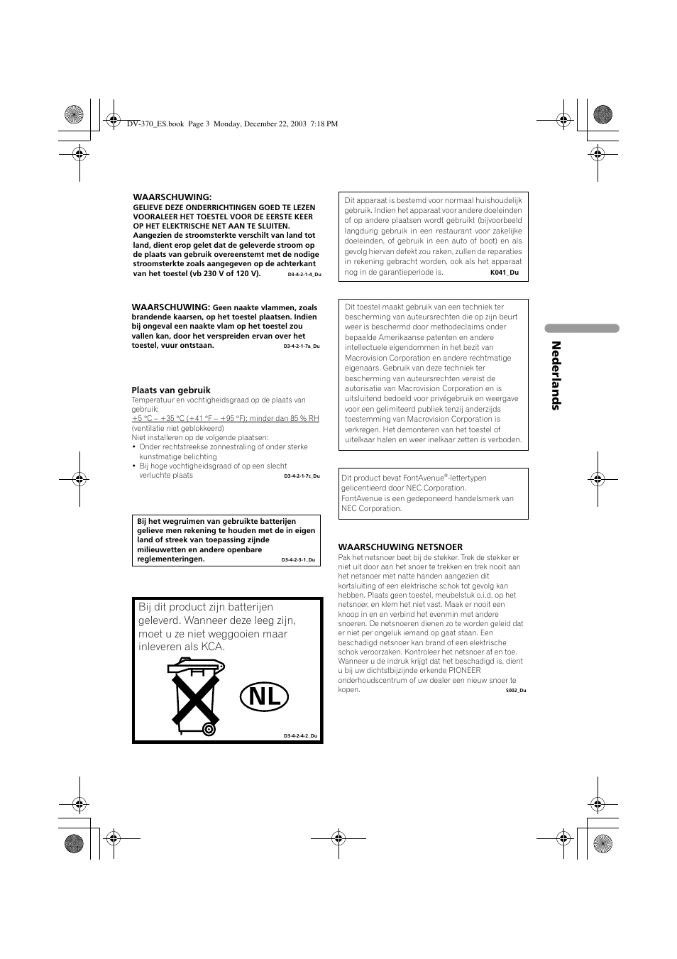 Nede rlands | Pioneer DV-370-S User Manual | Page 45 / 86