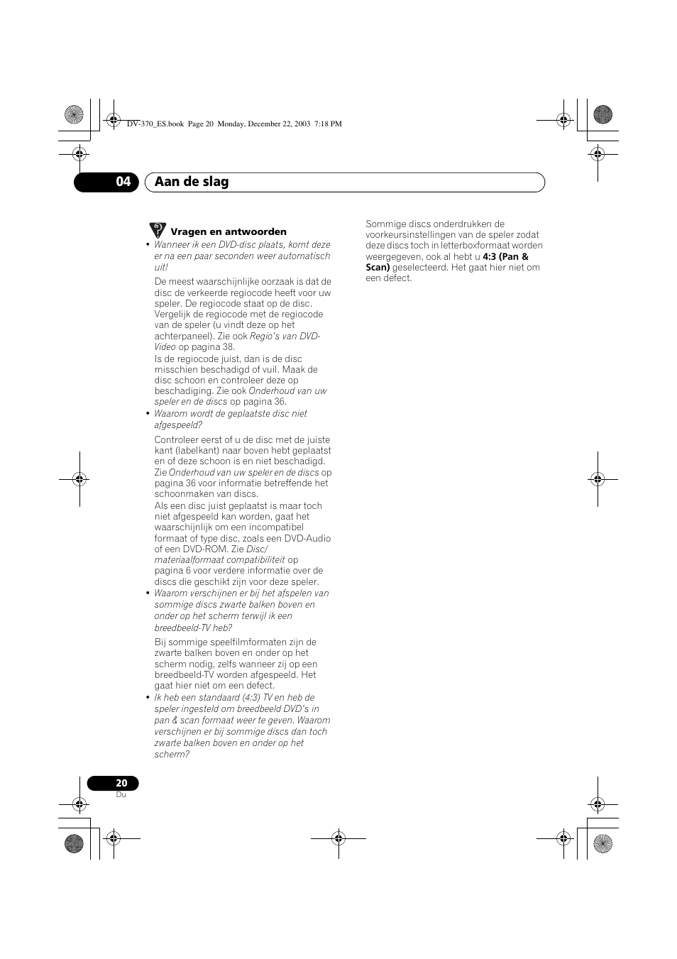 Aan de slag 04 | Pioneer DV-370-S User Manual | Page 62 / 86