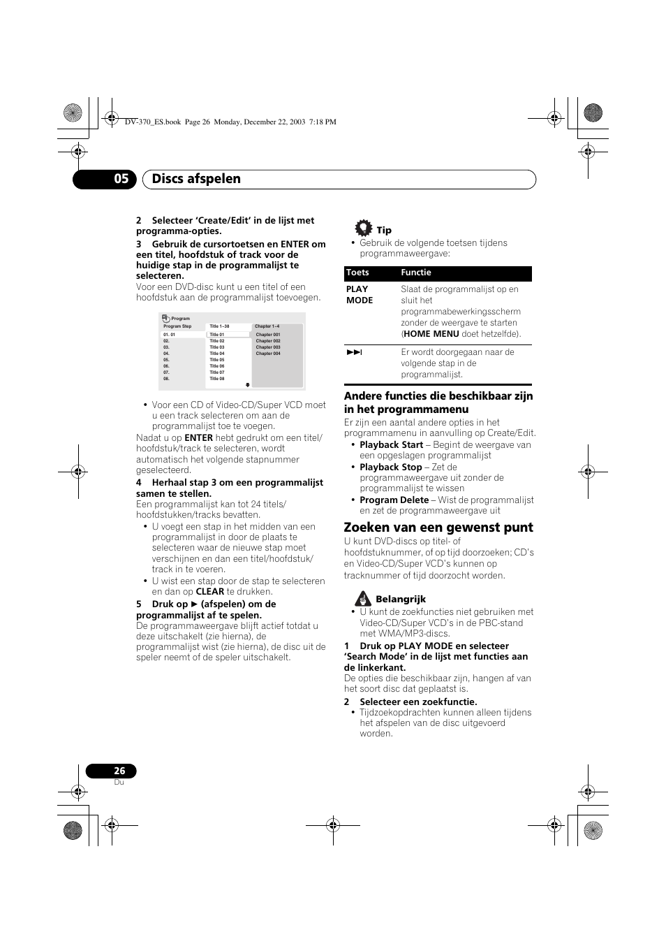 Zoeken van een gewenst punt, Discs afspelen 05 | Pioneer DV-370-S User Manual | Page 68 / 86