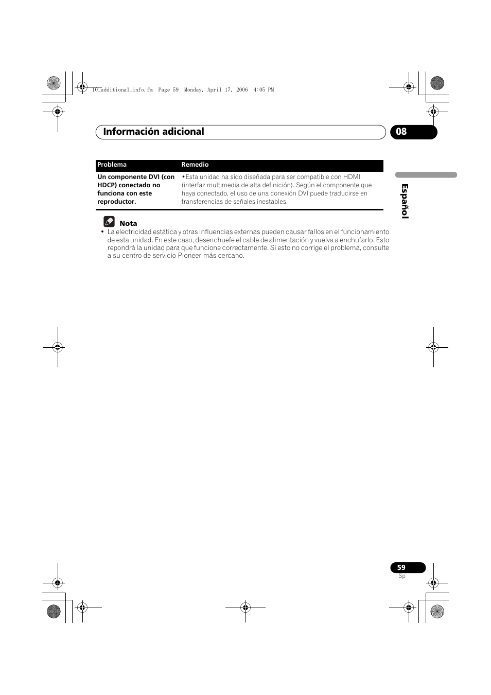 Información adicional 08 | Pioneer DV-696AV-S User Manual | Page 59 / 126