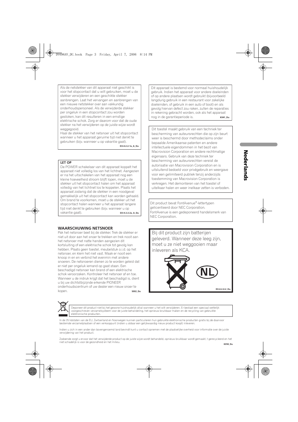 Nede rlands | Pioneer DV-696AV-S User Manual | Page 65 / 126