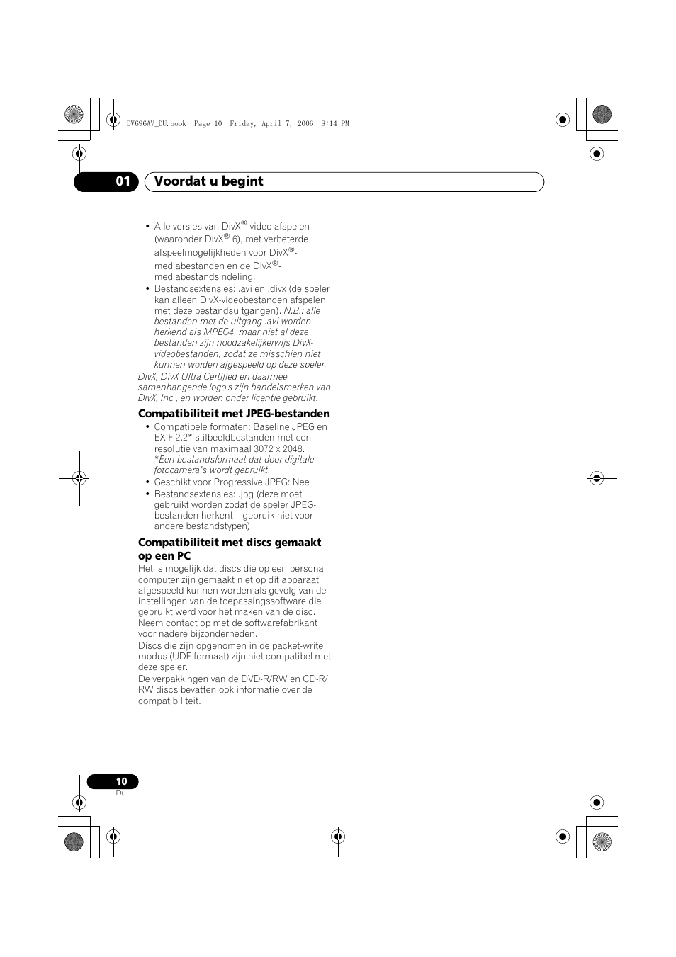 Voordat u begint 01 | Pioneer DV-696AV-S User Manual | Page 72 / 126