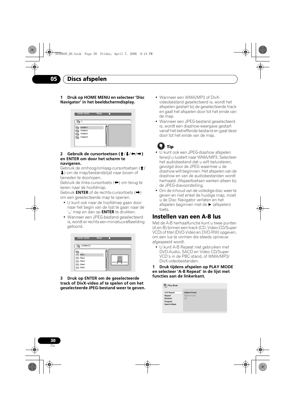 Instellen van een a-b lus, Discs afspelen 05 | Pioneer DV-696AV-S User Manual | Page 92 / 126