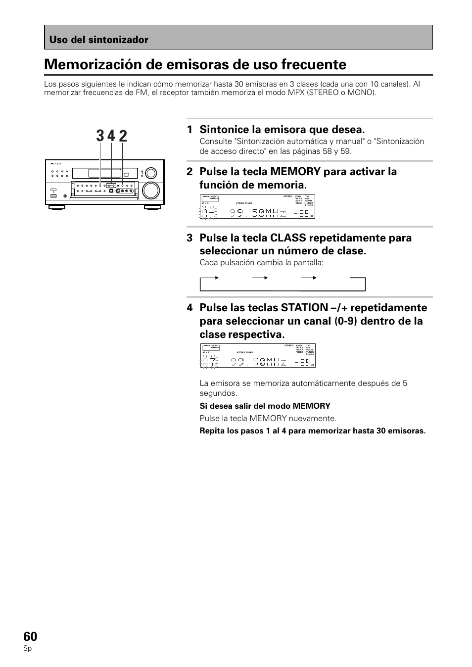 Memorización de emisoras de uso frecuente | Pioneer VSX-839RDS User Manual | Page 60 / 116
