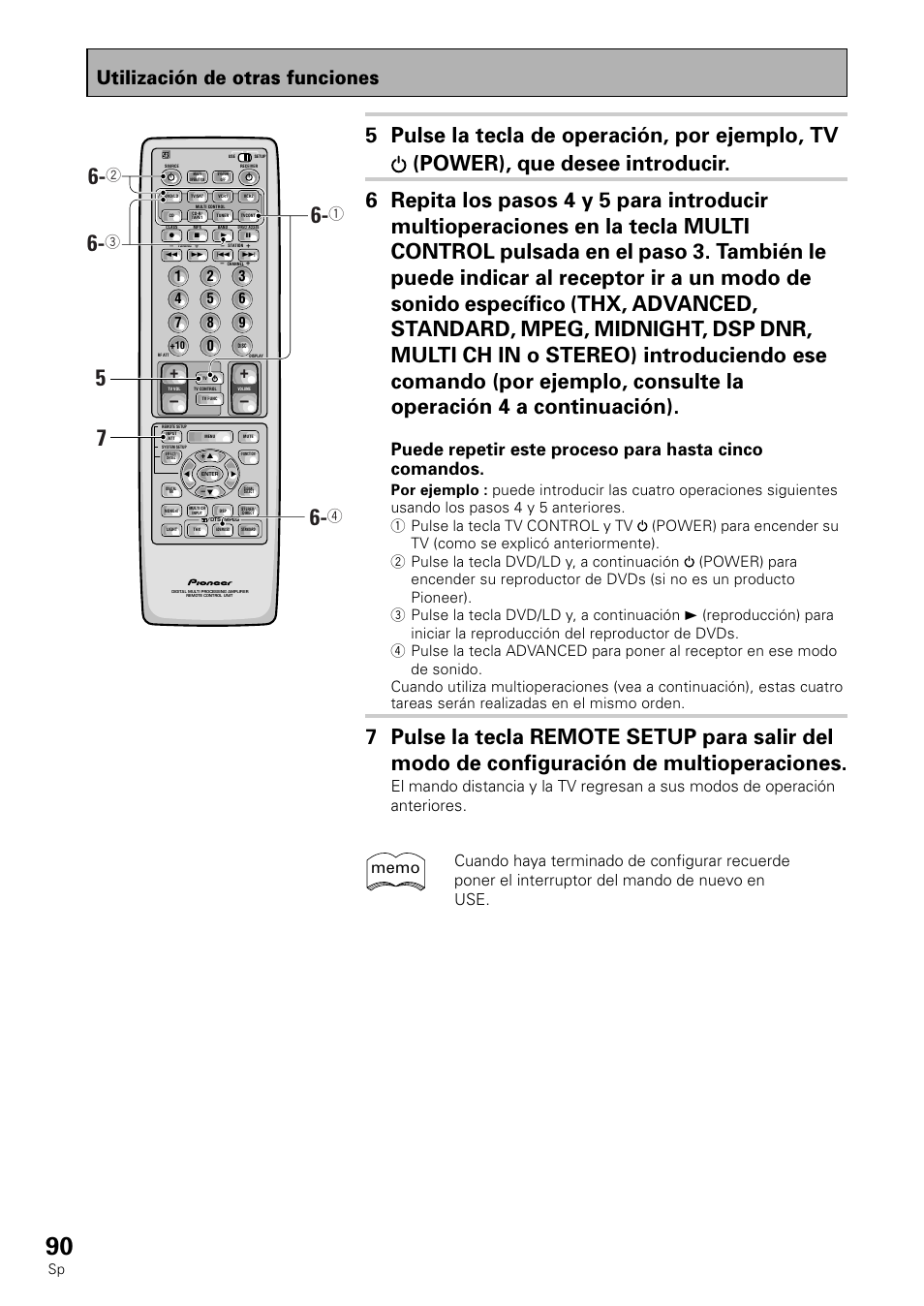Utilización de otras funciones | Pioneer VSX-839RDS User Manual | Page 90 / 116