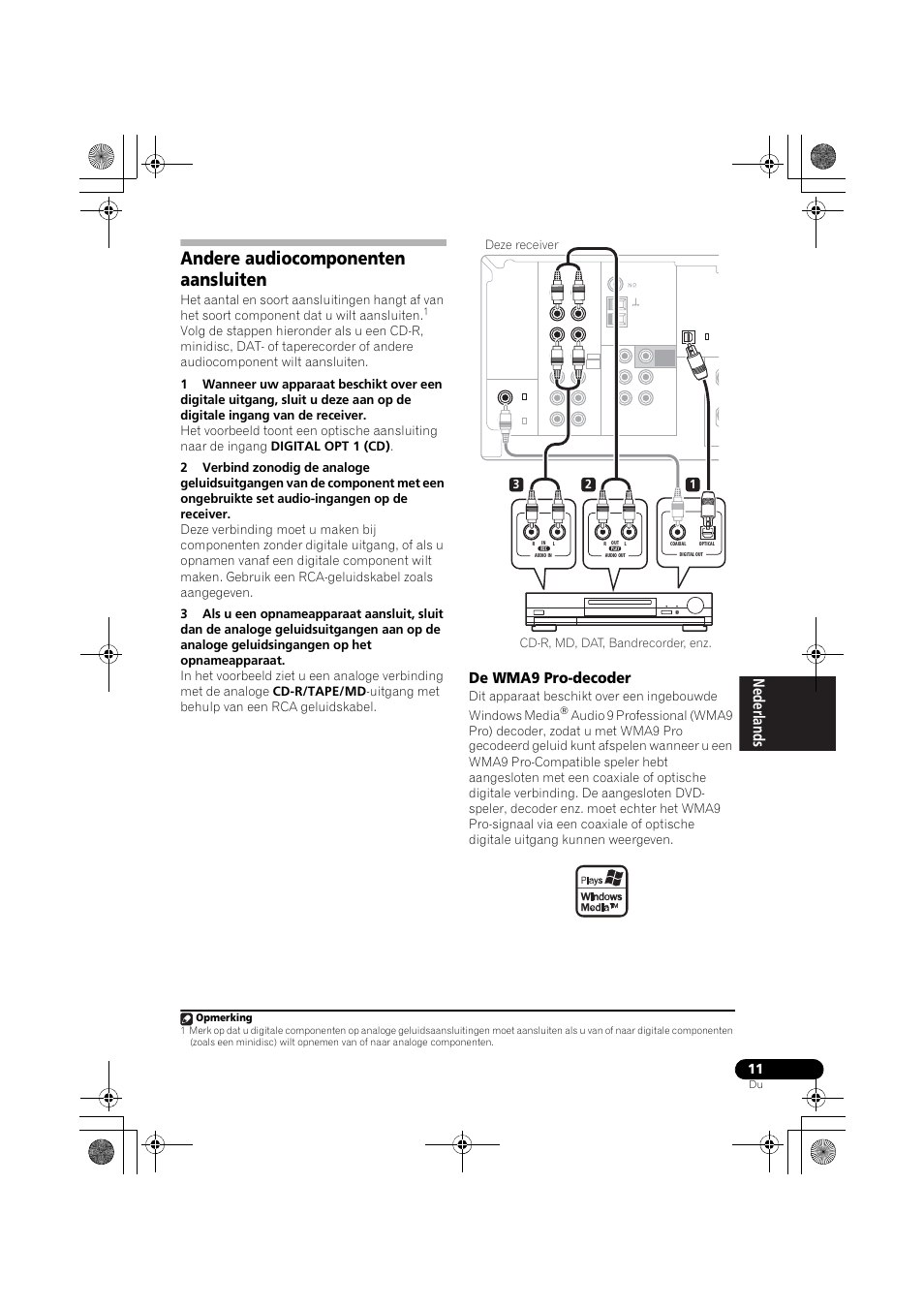 Andere audiocomponenten aansluiten, De wma9 pro-decoder | Pioneer VSX-418 K User Manual | Page 11 / 82