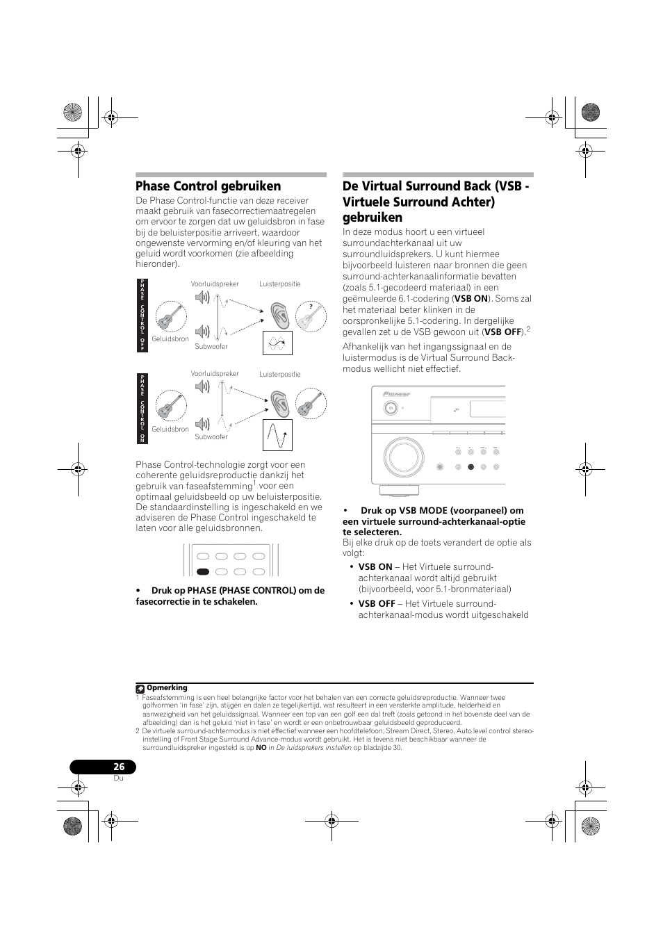 Phase control gebruiken | Pioneer VSX-418 K User Manual | Page 26 / 82