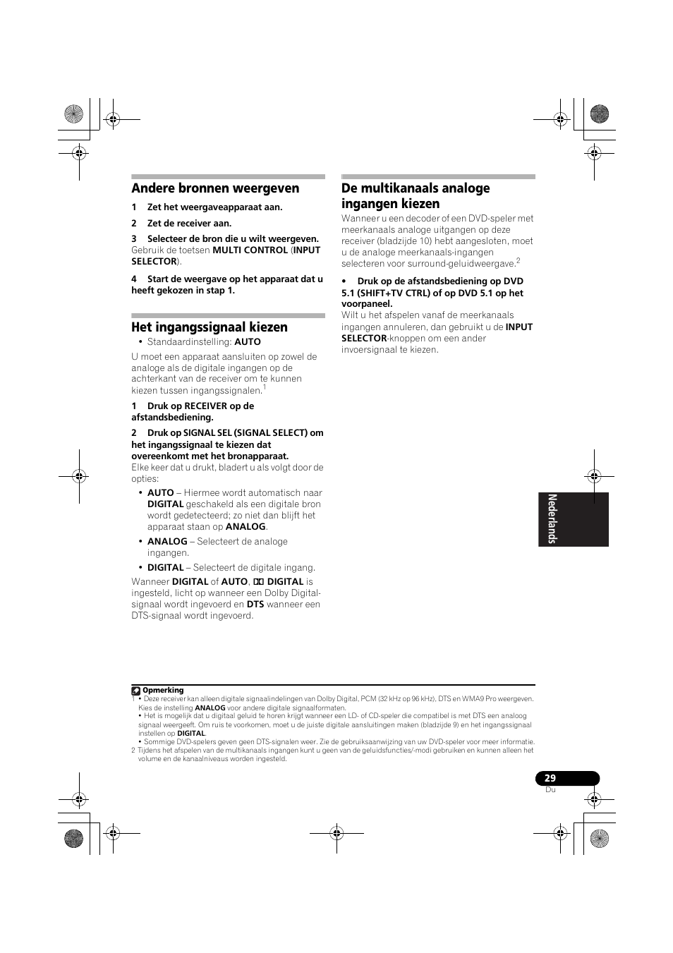 Andere bronnen weergeven, Het ingangssignaal kiezen, De multikanaals analoge ingangen kiezen | Pioneer VSX-418 K User Manual | Page 29 / 82