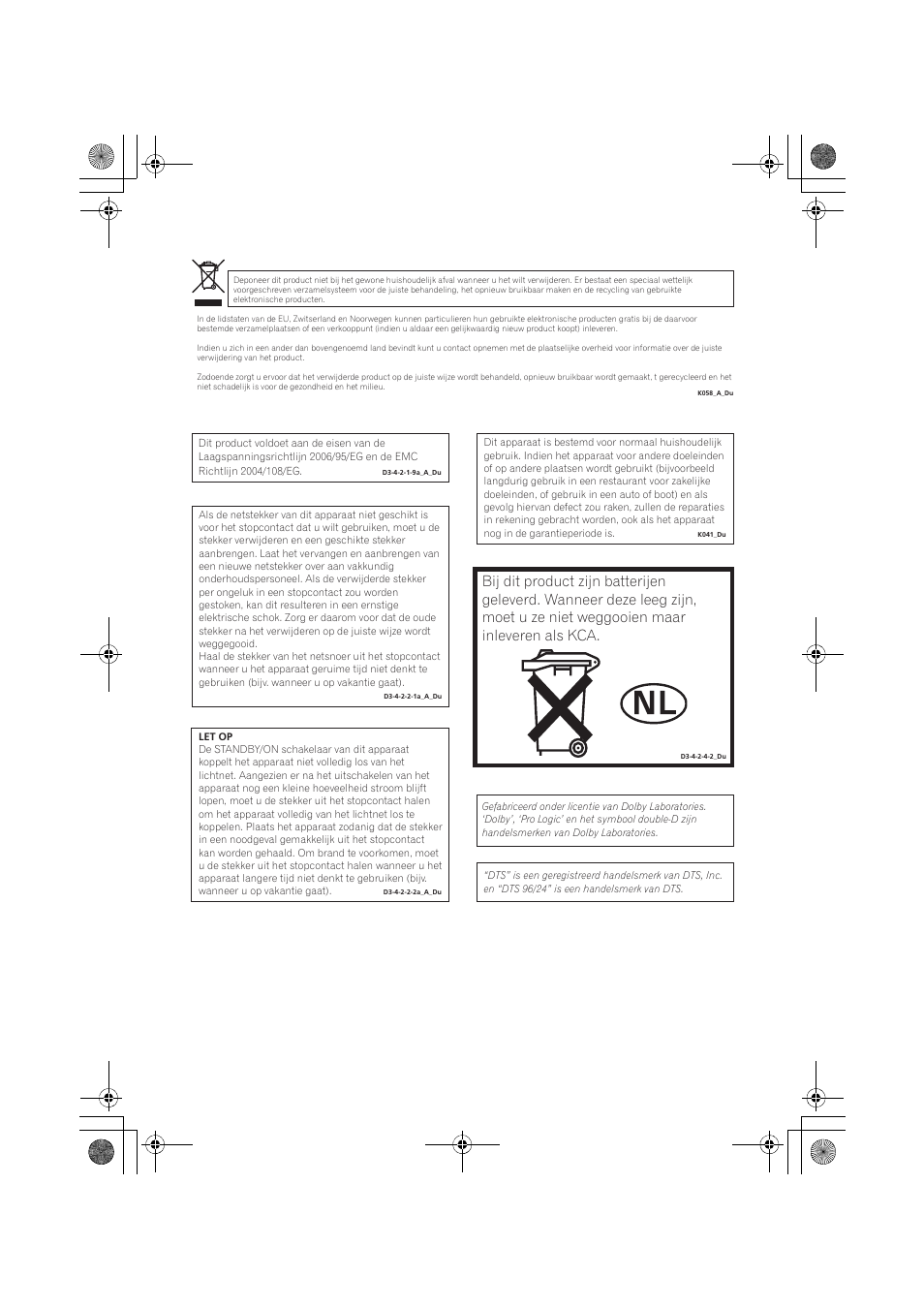 Belangrijk, Caution, Dow n dow n dow n | Pioneer VSX-418 K User Manual | Page 3 / 82