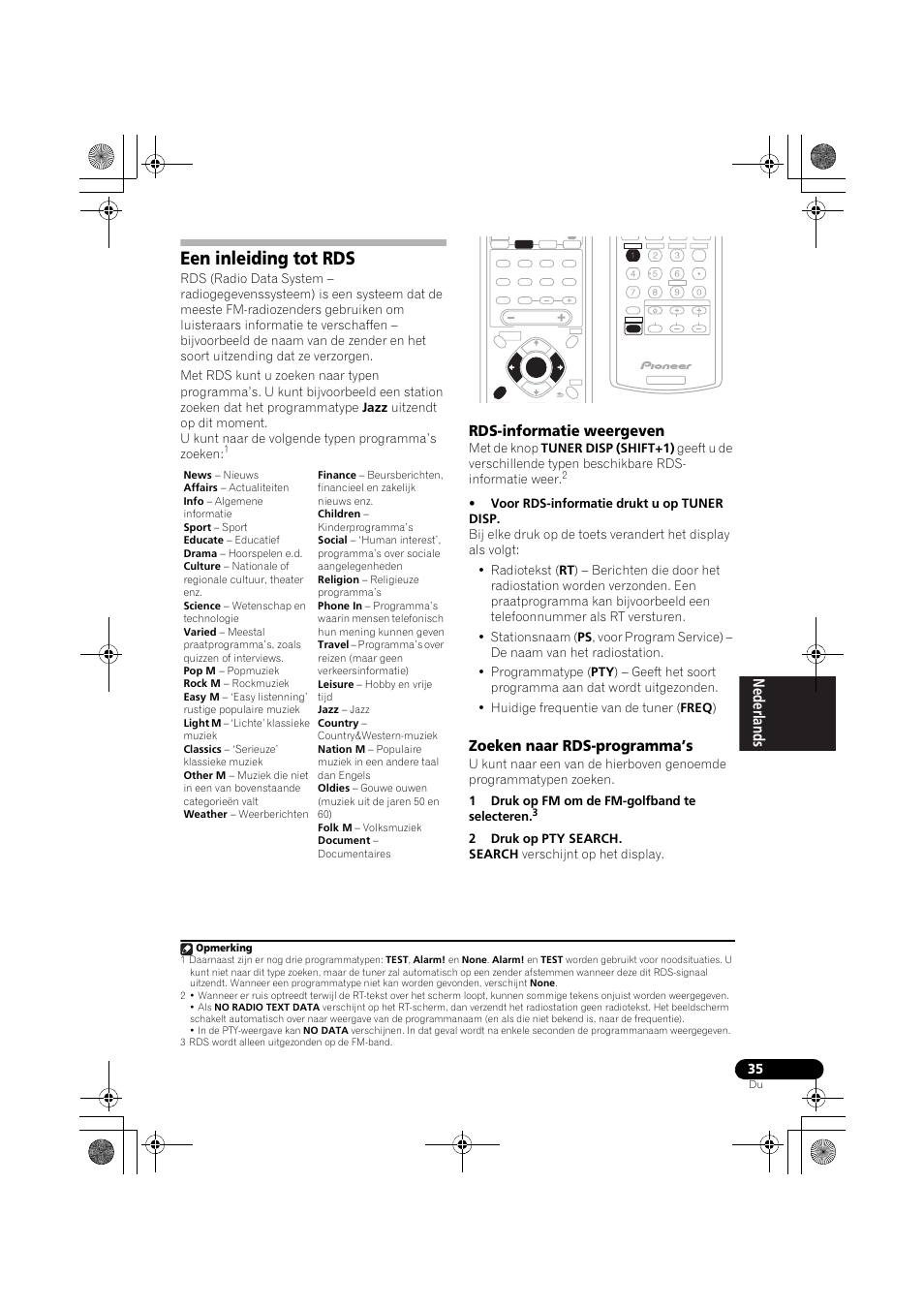 Een inleiding tot rds, Rds-informatie weergeven, Zoeken naar rds-programma’s | Pioneer VSX-418 K User Manual | Page 35 / 82