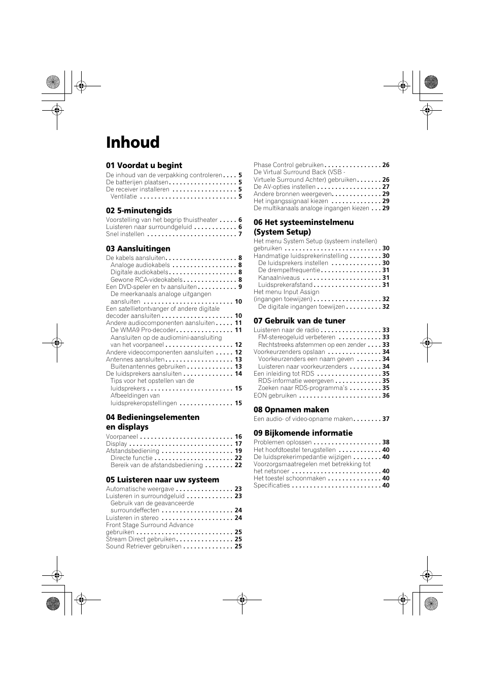 Inhoud | Pioneer VSX-418 K User Manual | Page 4 / 82