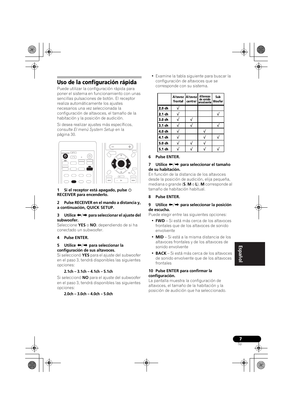 Uso de la configuración rápida | Pioneer VSX-418 K User Manual | Page 47 / 82