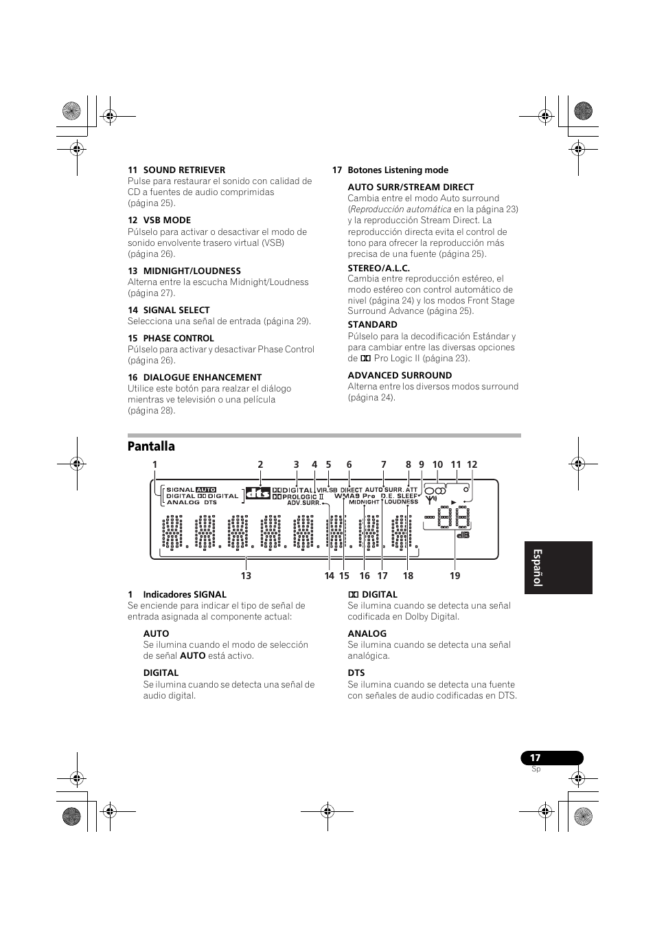Pantalla | Pioneer VSX-418 K User Manual | Page 57 / 82