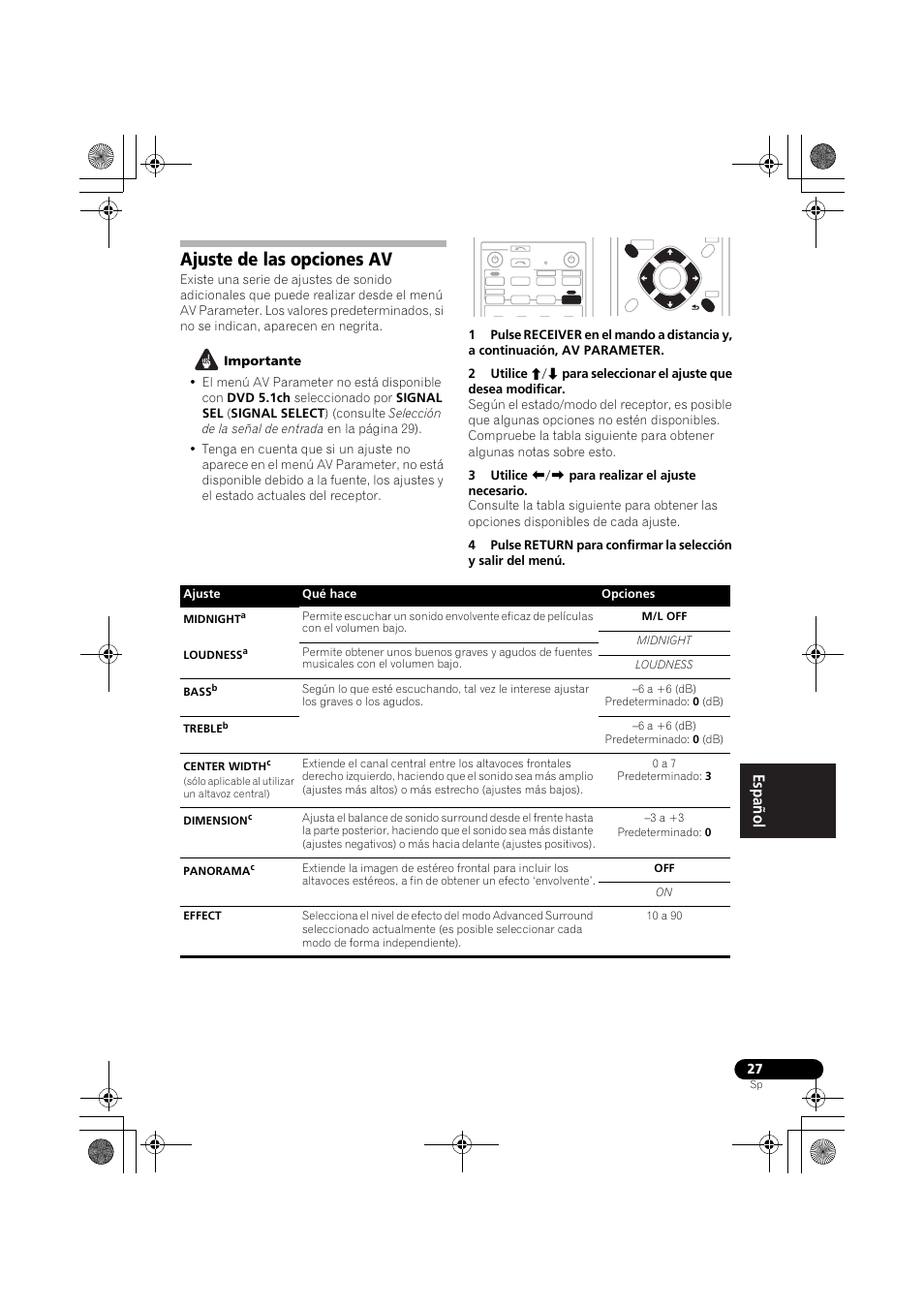 Ajuste de las opciones av | Pioneer VSX-418 K User Manual | Page 67 / 82