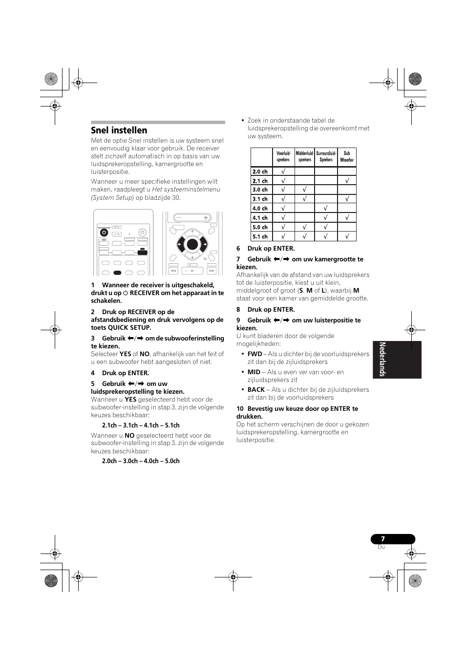 Snel instellen | Pioneer VSX-418 K User Manual | Page 7 / 82