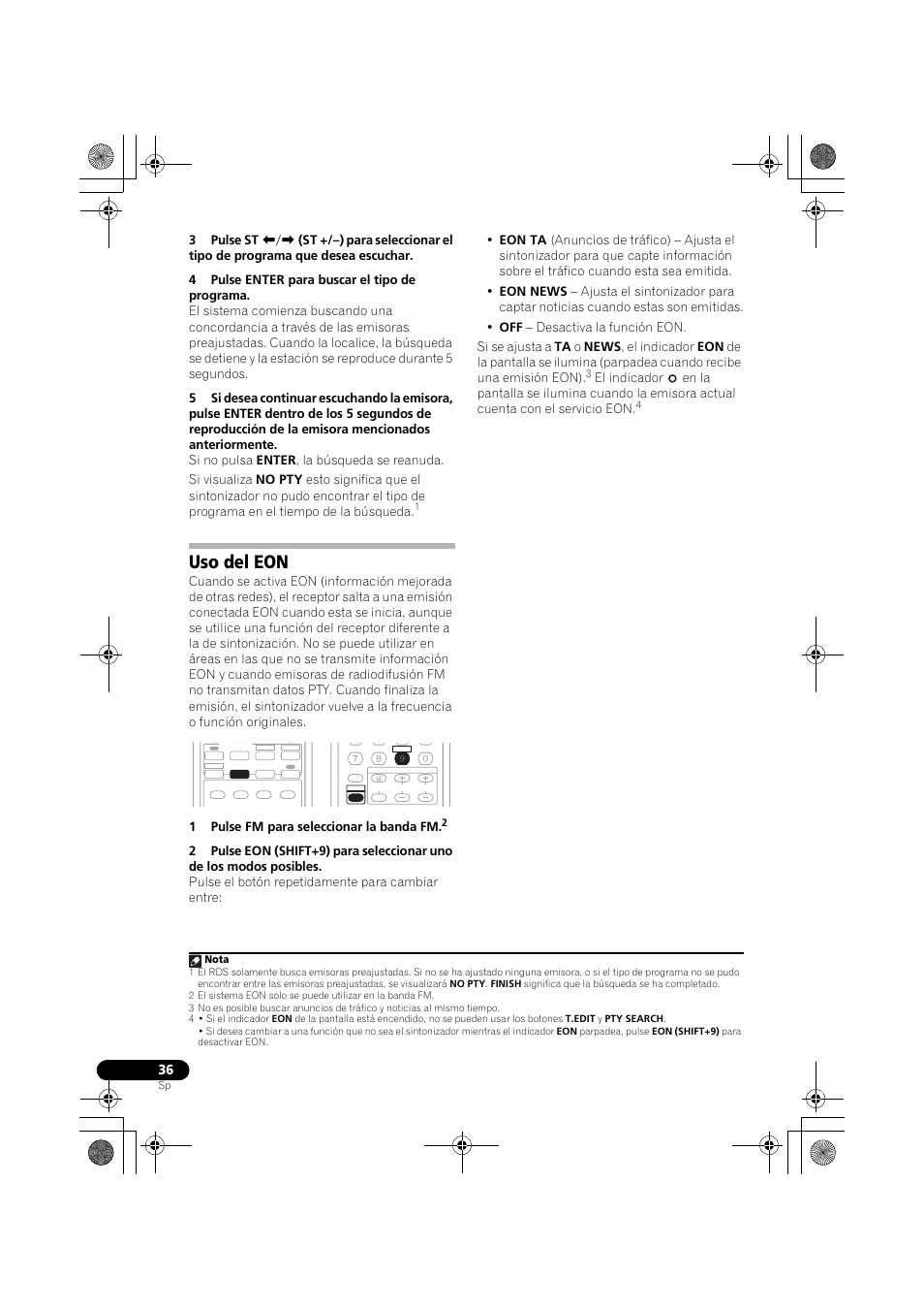 Uso del eon | Pioneer VSX-418 K User Manual | Page 76 / 82
