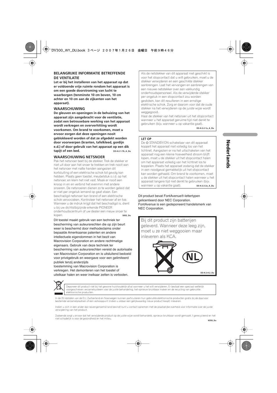 Nederlands | Pioneer DV-300-S User Manual | Page 43 / 82