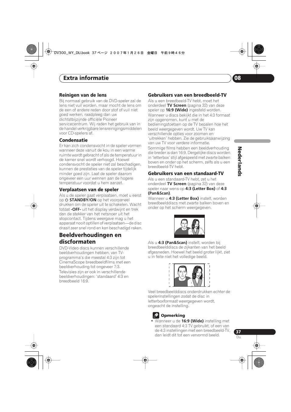 Beeldverhoudingen en discformaten, Extra informatie 08 | Pioneer DV-300-S User Manual | Page 77 / 82