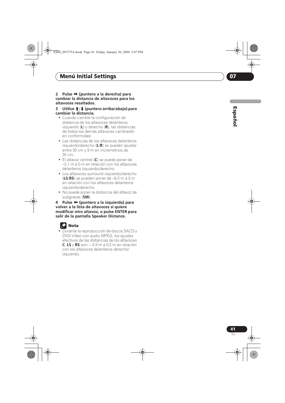 Menú initial settings 07 | Pioneer DV-575A-S User Manual | Page 41 / 108