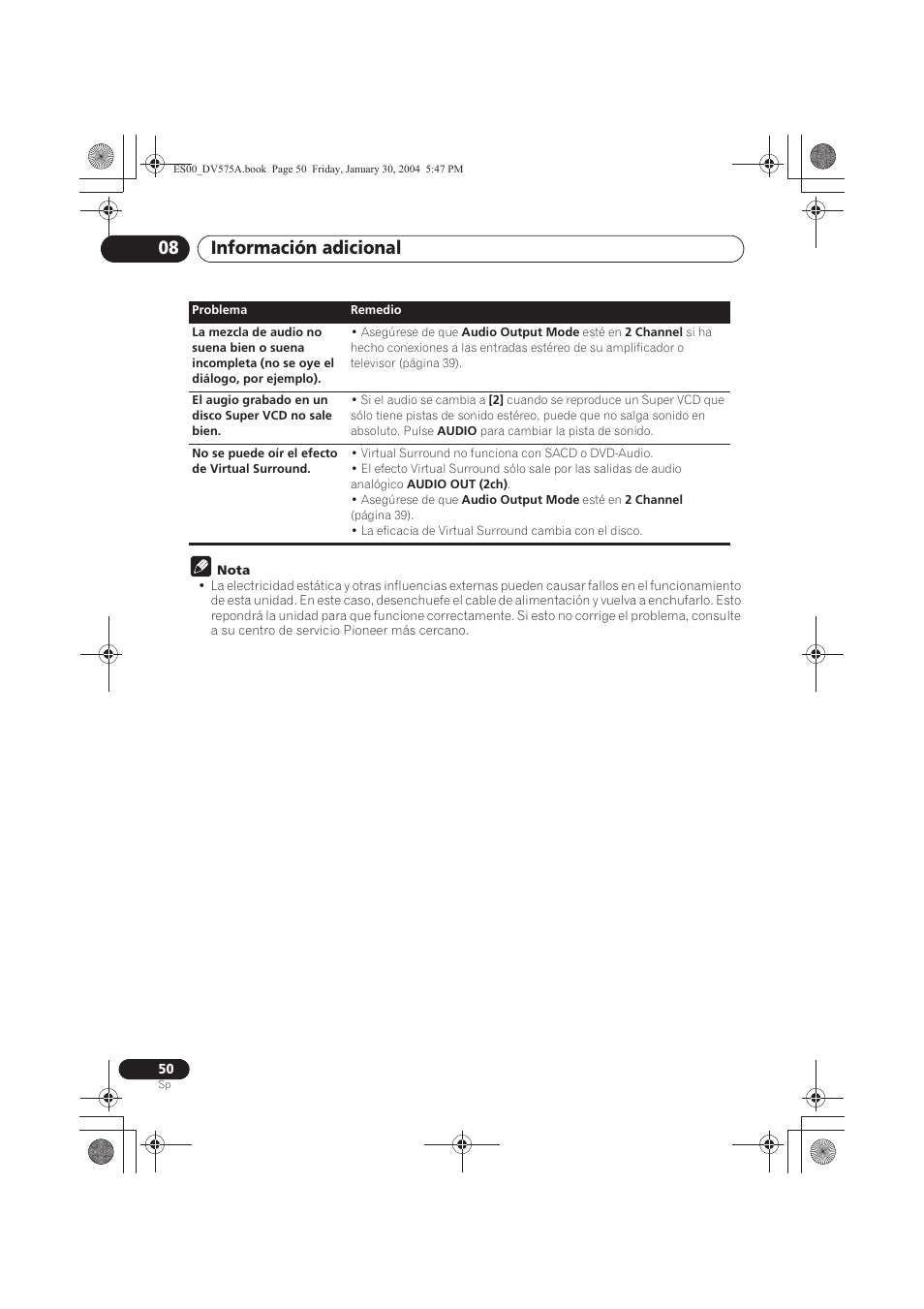 Información adicional 08 | Pioneer DV-575A-S User Manual | Page 50 / 108