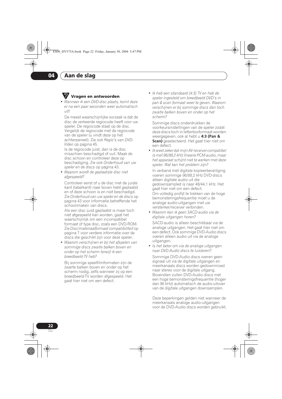 Aan de slag 04 | Pioneer DV-575A-S User Manual | Page 74 / 108