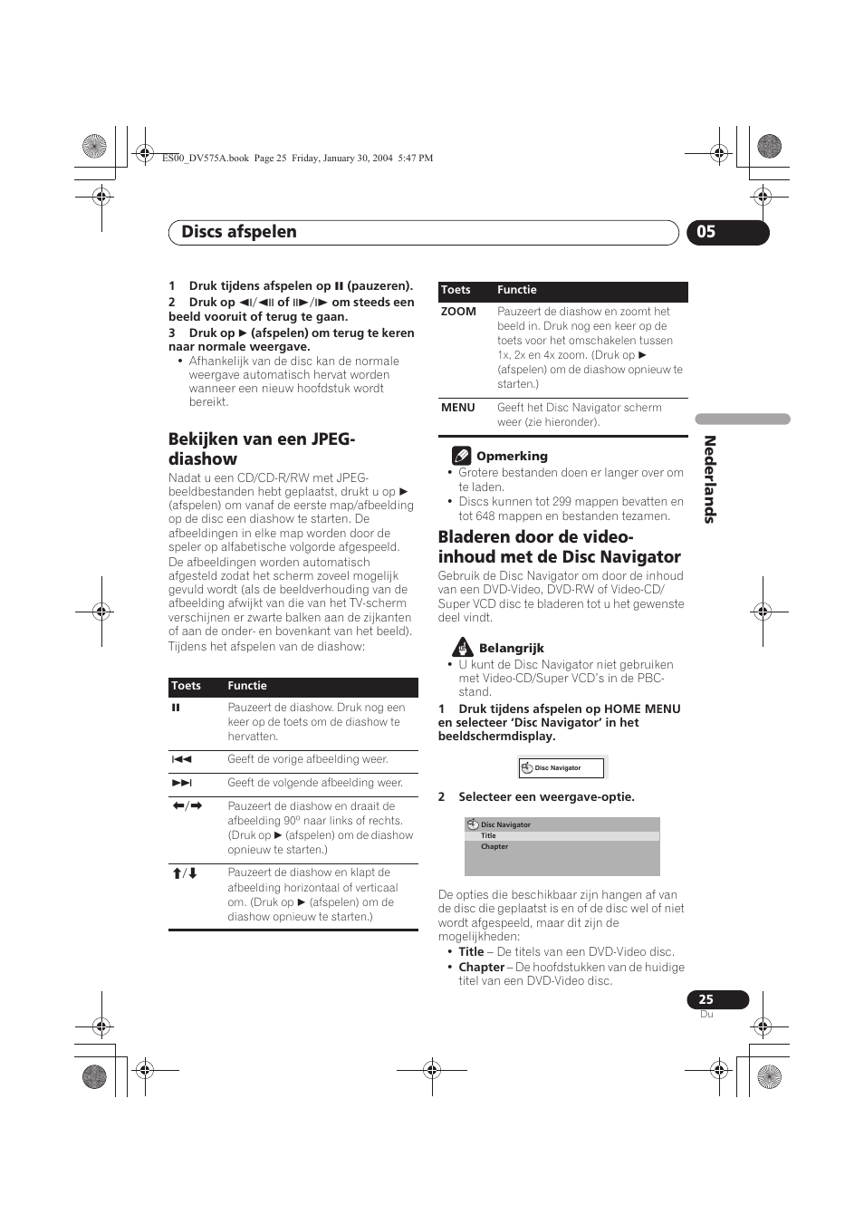 Bekijken van een jpeg-diashow, Discs afspelen 05, Bekijken van een jpeg- diashow | Pioneer DV-575A-S User Manual | Page 77 / 108
