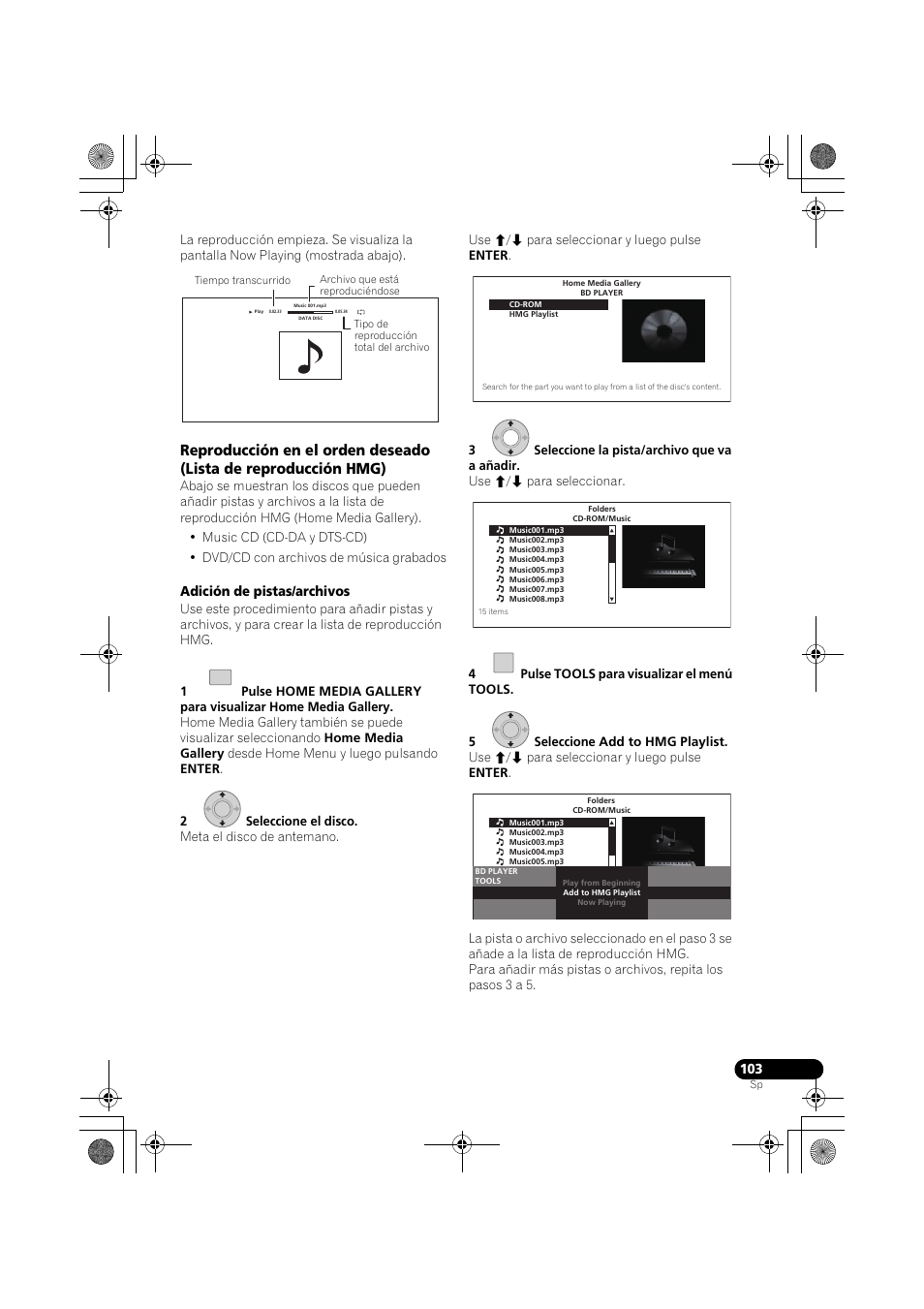 Adición de pistas/archivos | Pioneer LX03BD User Manual | Page 103 / 132