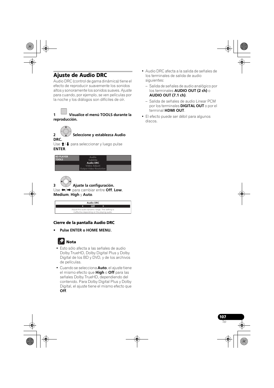 Ajuste de audio drc | Pioneer LX03BD User Manual | Page 107 / 132