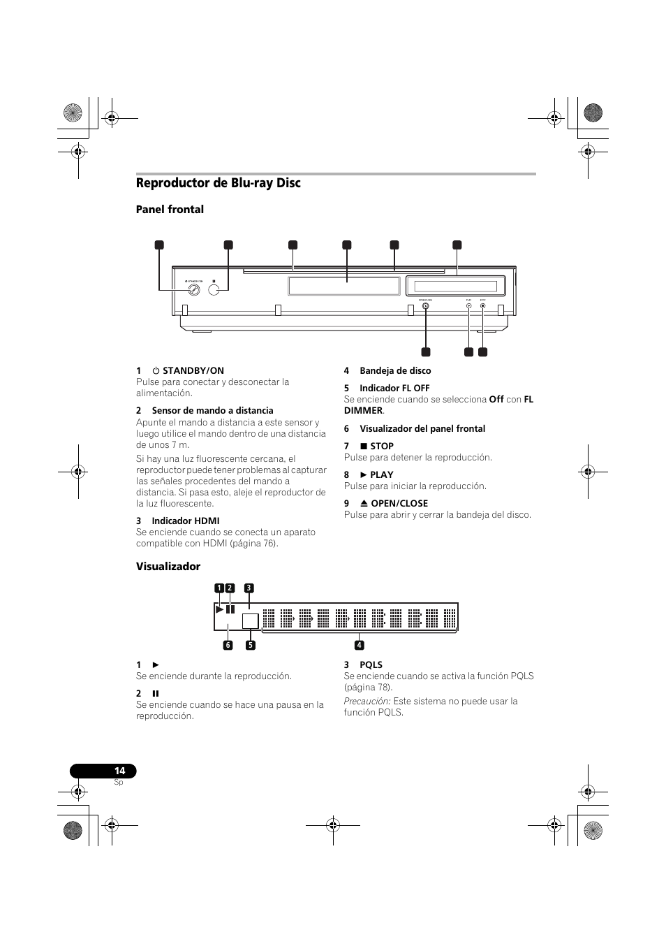 Reproductor de blu-ray disc | Pioneer LX03BD User Manual | Page 14 / 132