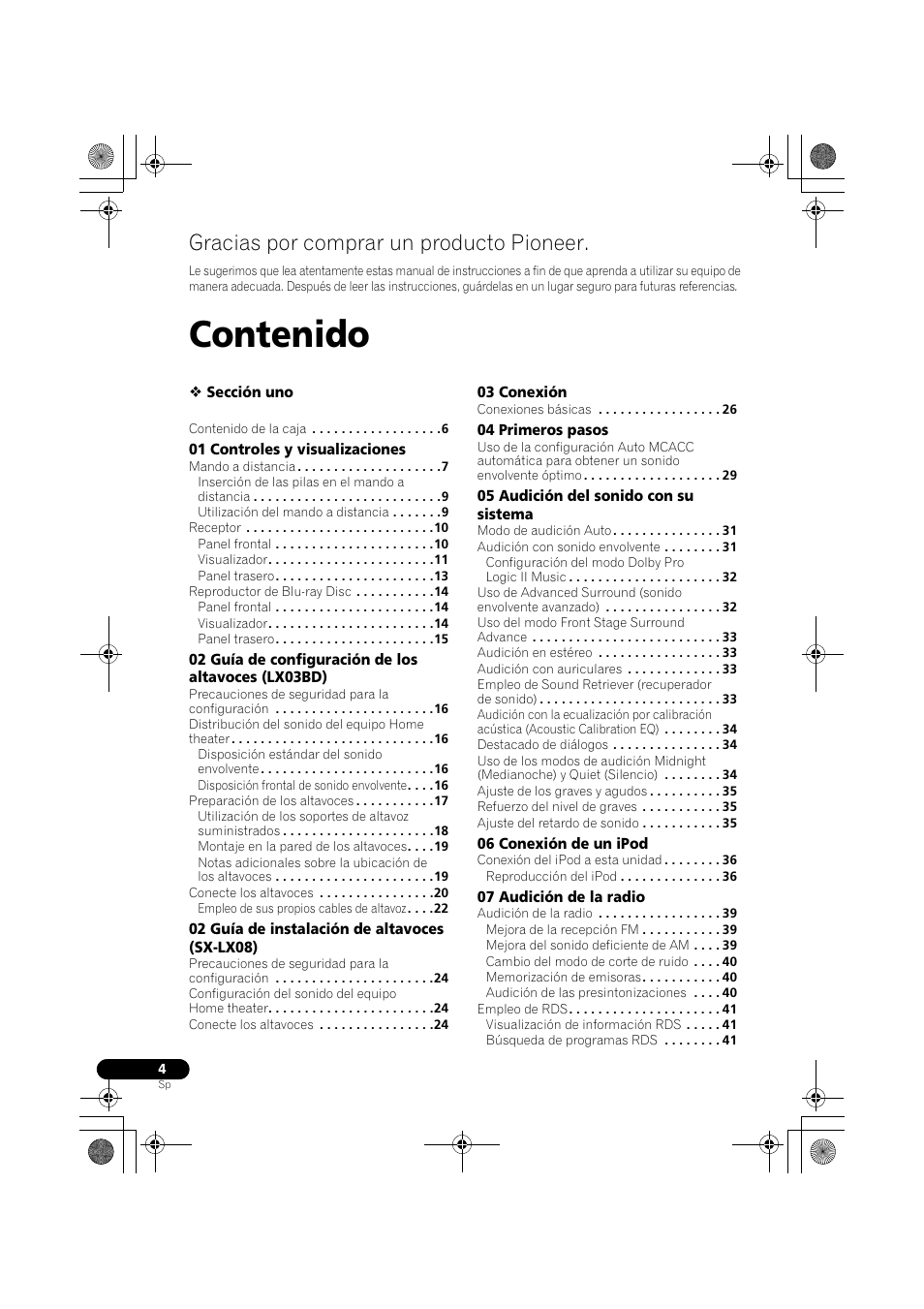 Pioneer LX03BD User Manual | Page 4 / 132