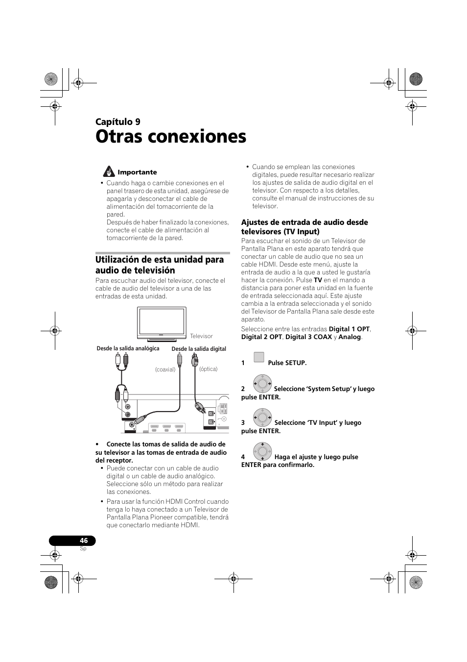 Otras conexiones, Capítulo 9 | Pioneer LX03BD User Manual | Page 46 / 132