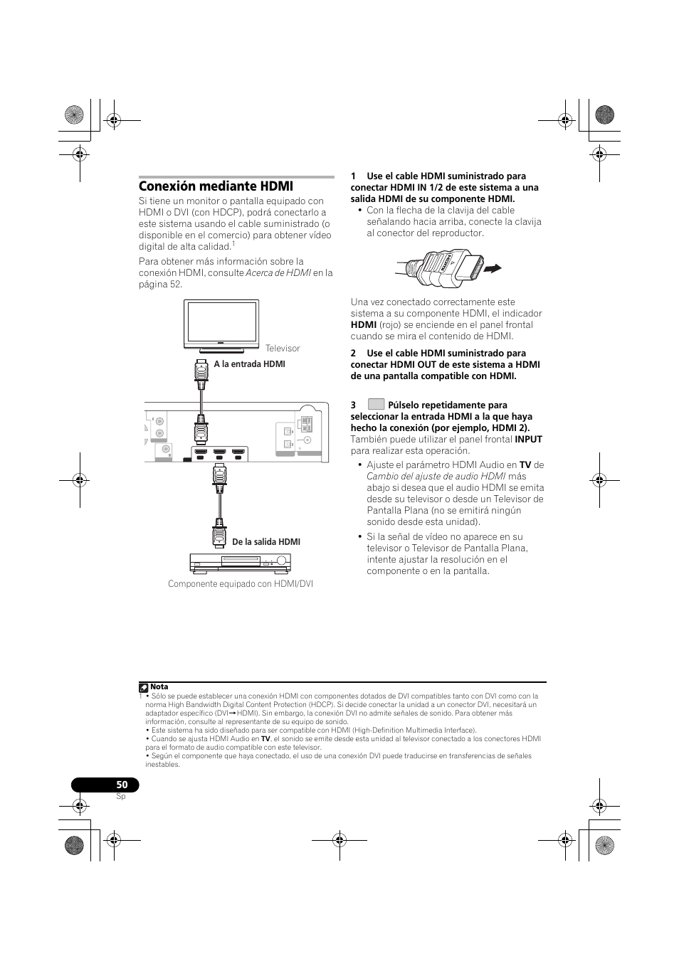 Conexión mediante hdmi | Pioneer LX03BD User Manual | Page 50 / 132