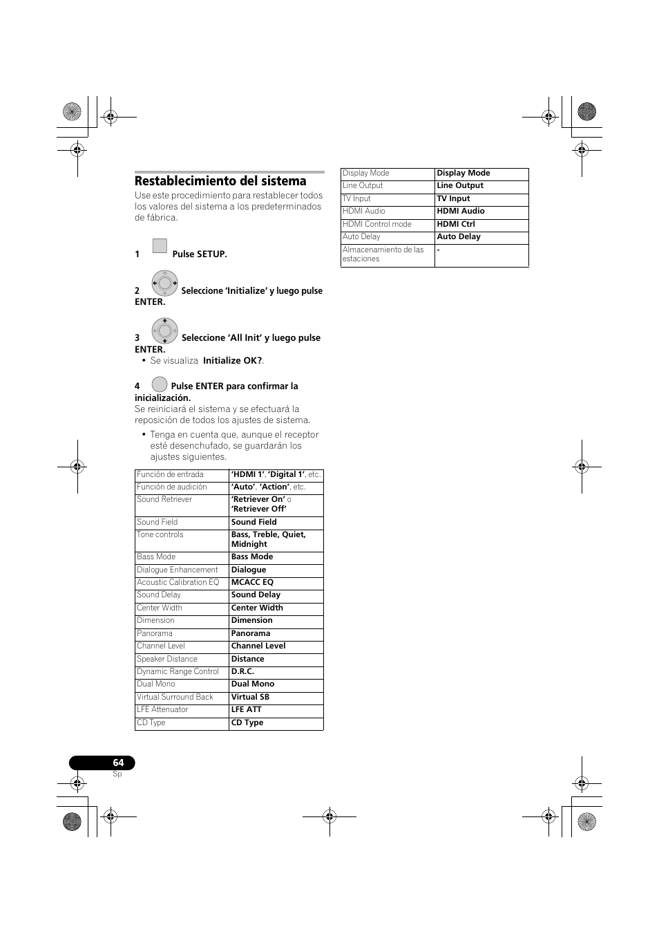 Restablecimiento del sistema | Pioneer LX03BD User Manual | Page 64 / 132