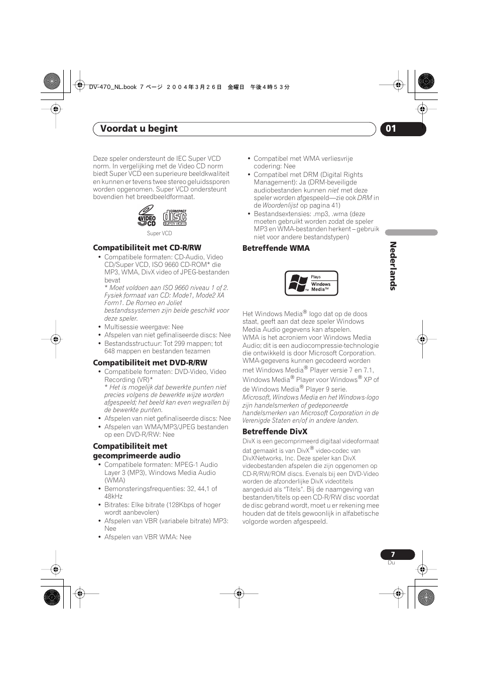 Voordat u begint 01 | Pioneer DV-470-K User Manual | Page 49 / 86