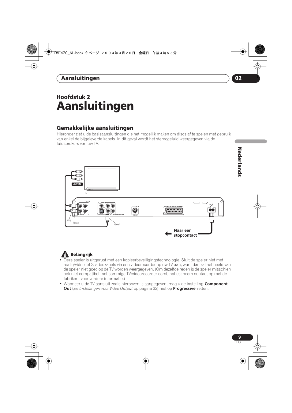02 aansluitingen, Gemakkelijke aansluitingen, Aansluitingen | Aansluitingen 02, Hoofdstuk 2, Nederlands | Pioneer DV-470-K User Manual | Page 51 / 86