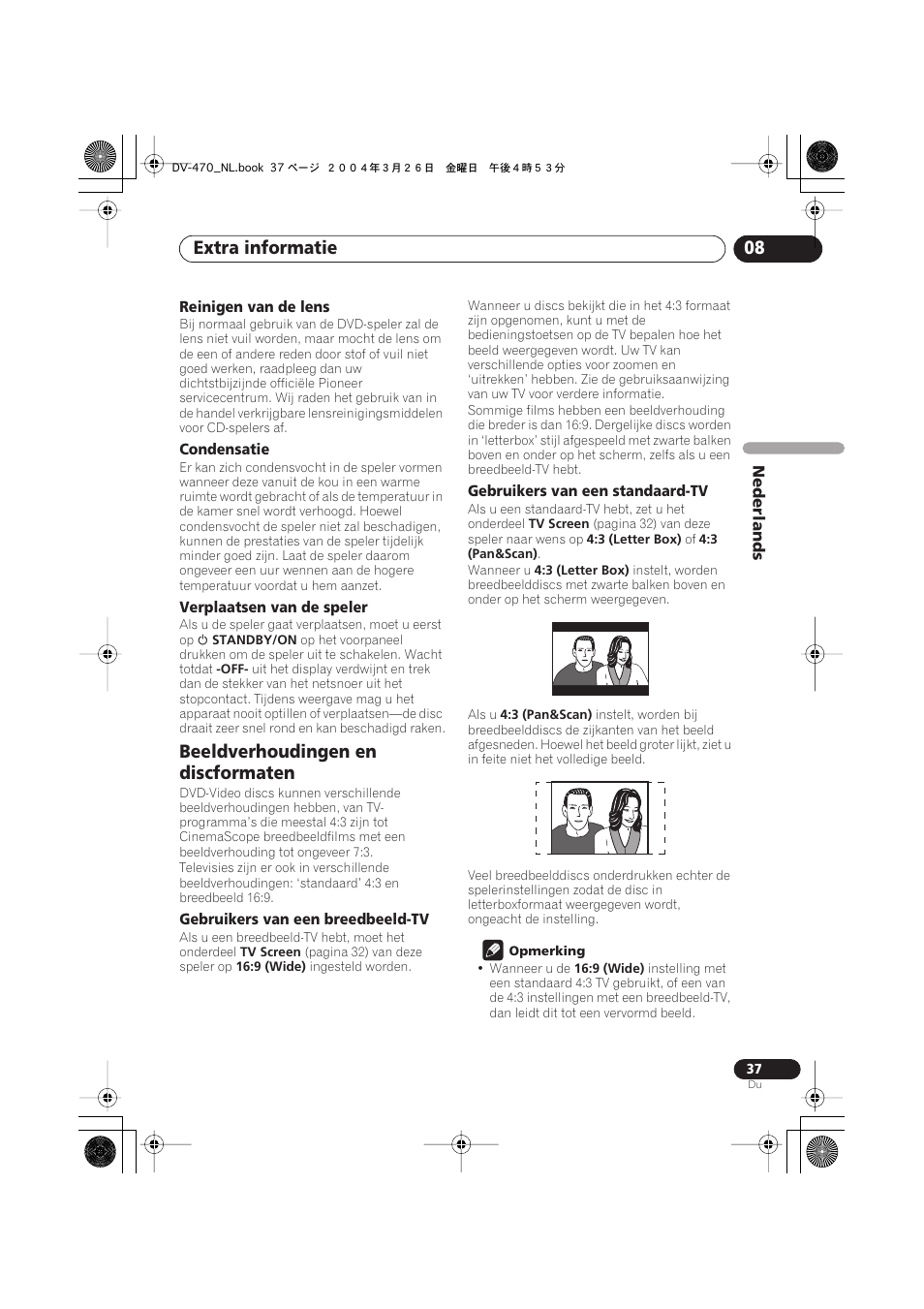 Beeldverhoudingen en discformaten, Extra informatie 08 | Pioneer DV-470-K User Manual | Page 79 / 86