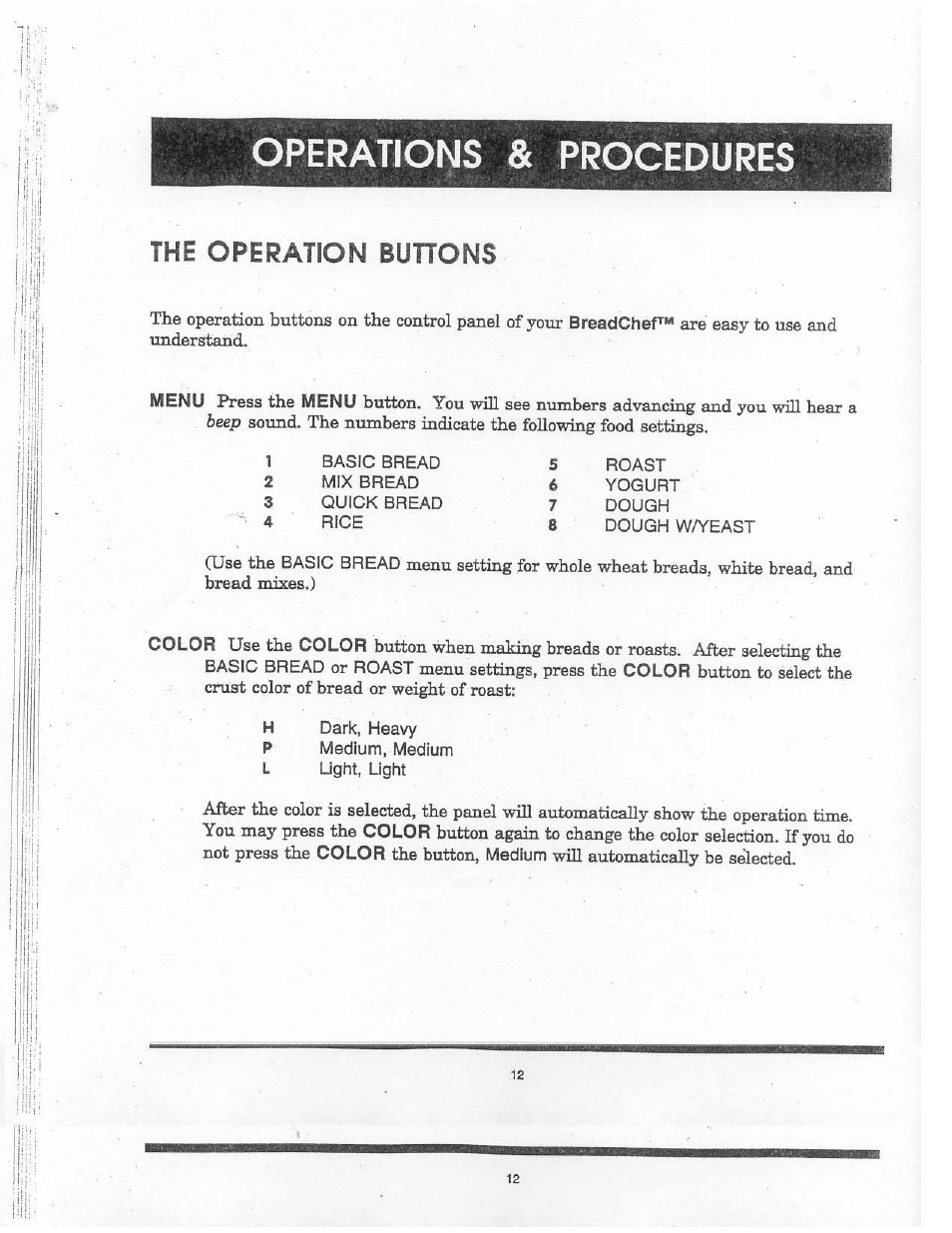The operation buttons | Aroma BREADCHEF ABM-220 User Manual | Page 14 / 25