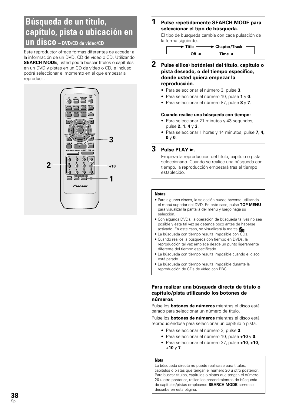 Búsqueda de un título, capítulo, pista o, Ubicación en un disco, Dvd/cd de vídeo/cd | Pulse play 3 | Pioneer DV-343 User Manual | Page 40 / 112