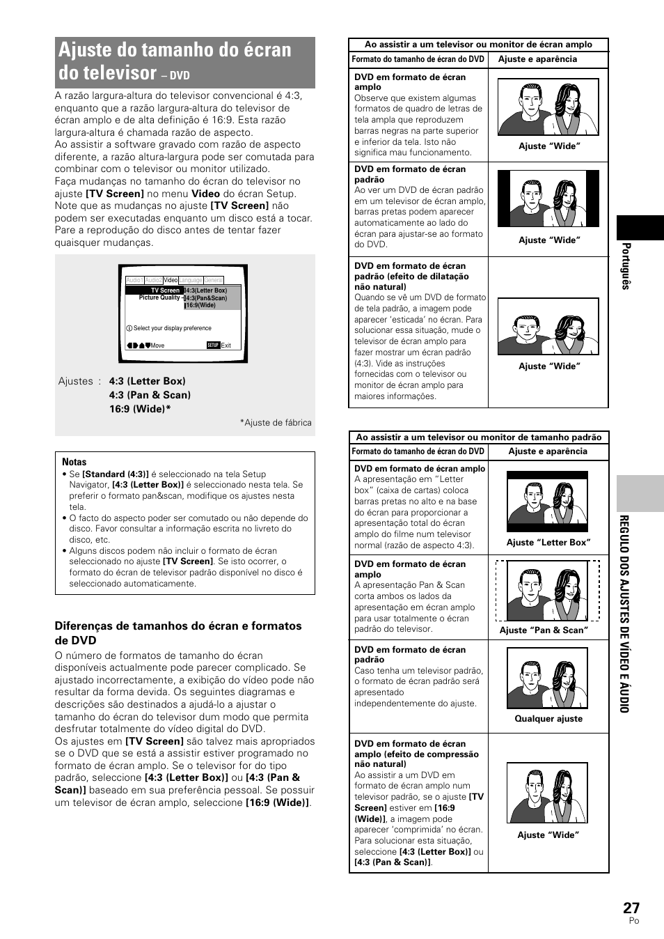 Ajuste do tamanho do écran do televisor | Pioneer DV-343 User Manual | Page 83 / 112