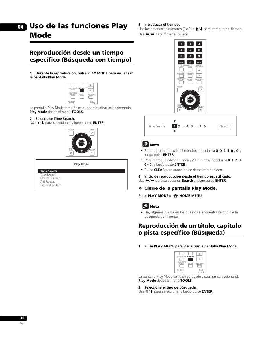 Uso de las funciones play mode, Cierre de la pantalla play mode | Pioneer BDP-LX91 User Manual | Page 30 / 73
